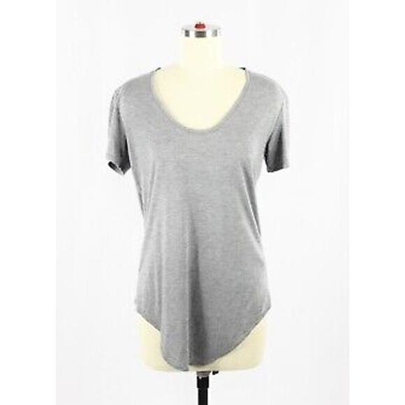 Helmut Lang Grey Modal Jersey Scoop T-Shirt Large Quiet Luxury Minimalist Layer - Picture 3 of 5